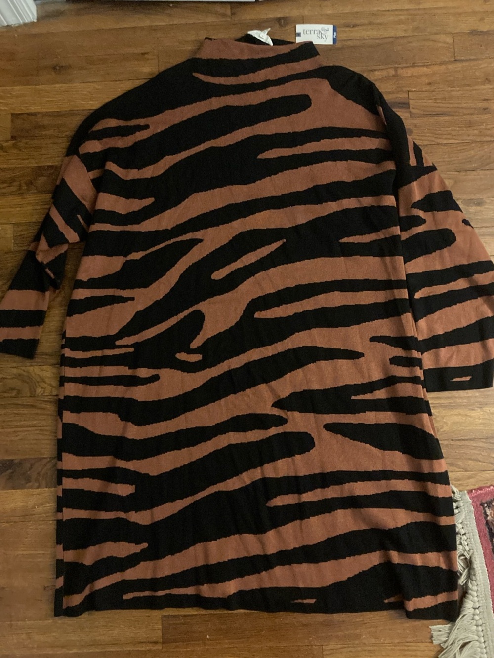 Terra & Sky Plus Striped DRESS in Brown and Black